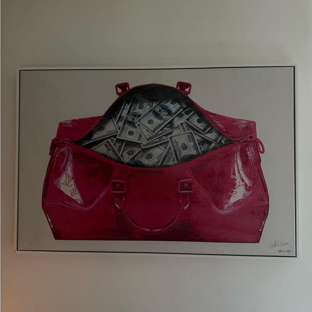Oliver Gal Red and White Glitter Canvas Art